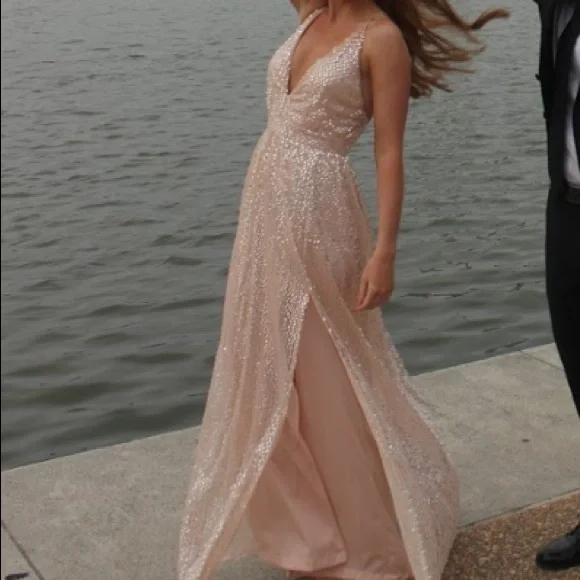 lulus light pink prom dress Light Pink Metallic Twist-Front Maxi Dress | Womens | X-Small (Available in L) | 100% Polyester | Lulus